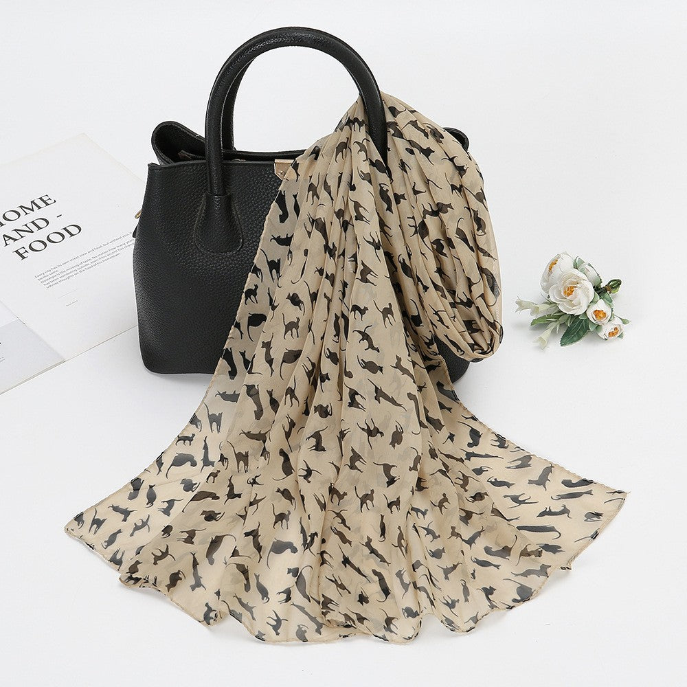 Selene Lotus Print Chiffon Scarf