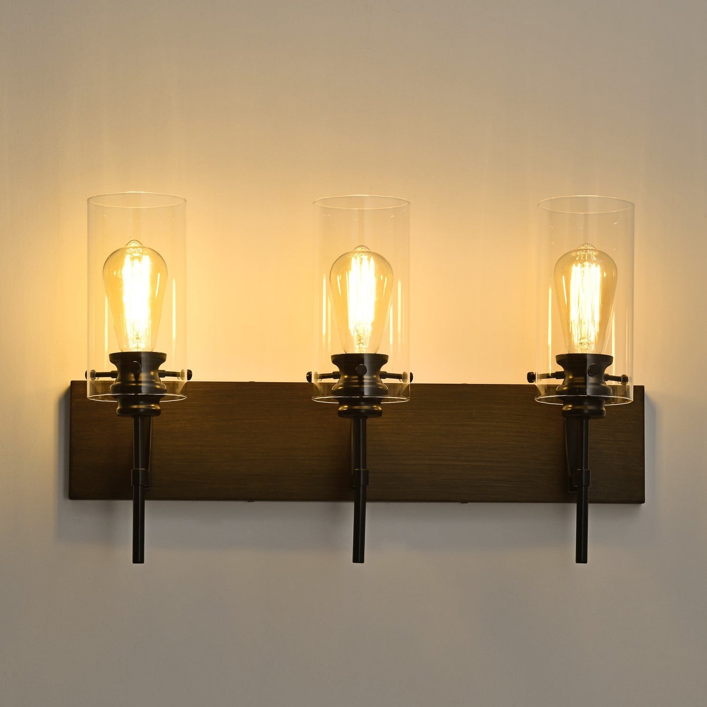 3-Light Matte Black Bathroom Vanity Wall Light