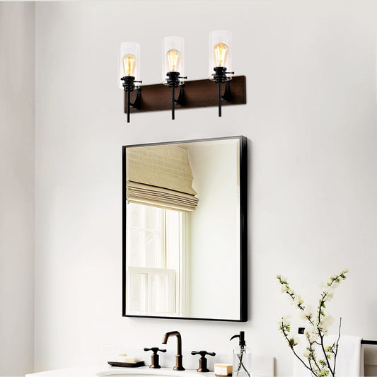 3-Light Matte Black Bathroom Vanity Wall Light