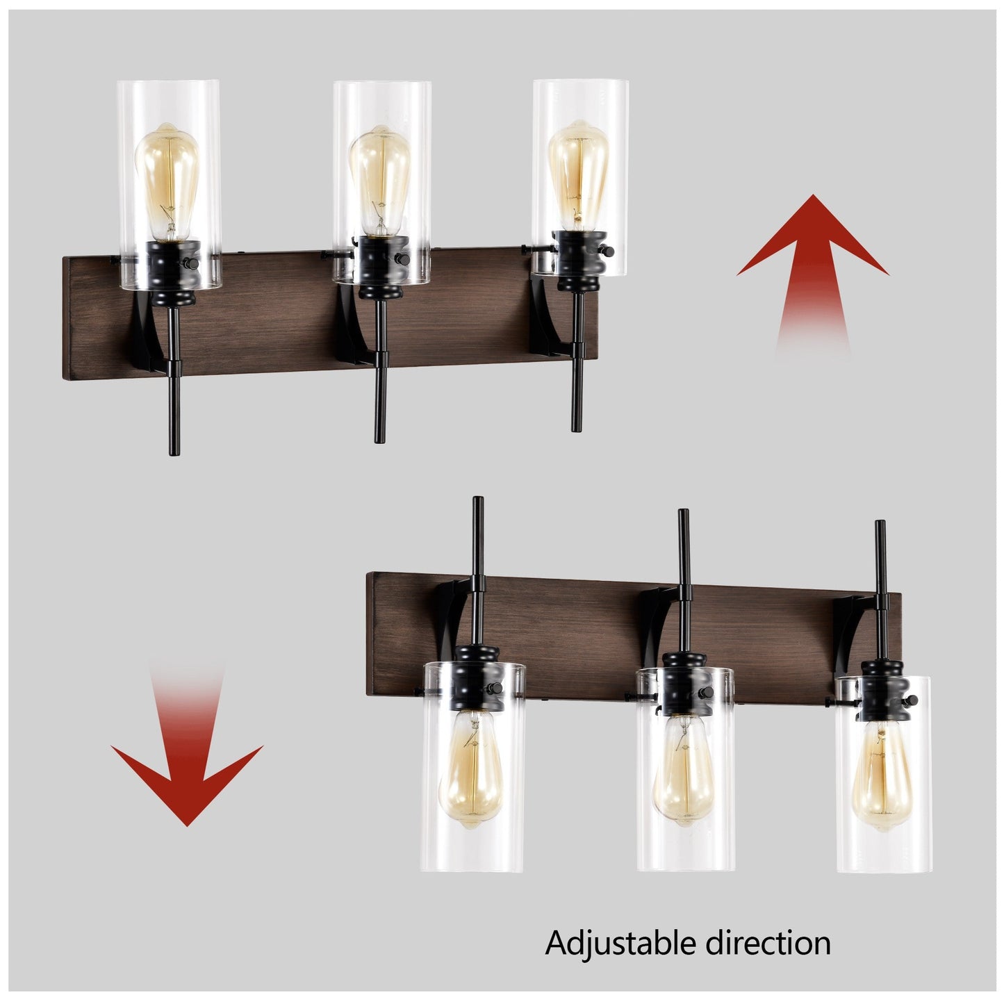 3-Light Matte Black Bathroom Vanity Wall Light