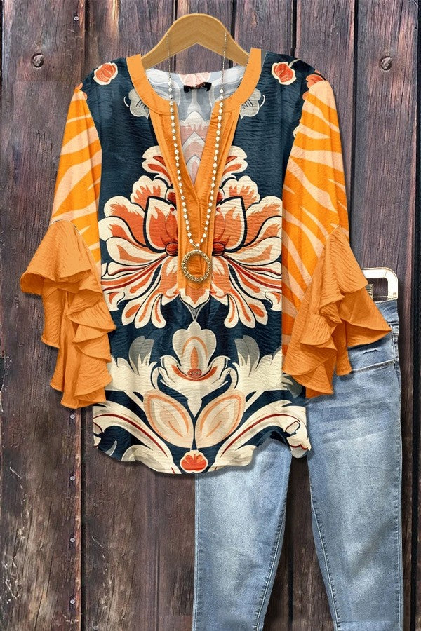 Elara Lotus-Edge Printed Tee
