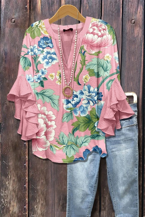 Elara Lotus-Edge Printed Tee