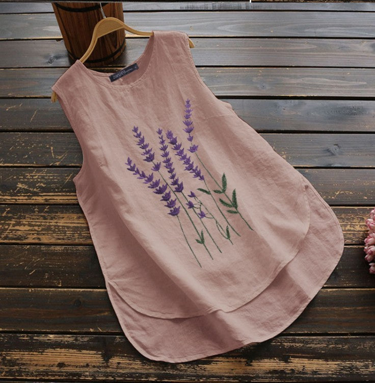 Elodie Embroidered Cotton-Linen Vest