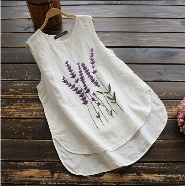 Elodie Embroidered Cotton-Linen Vest