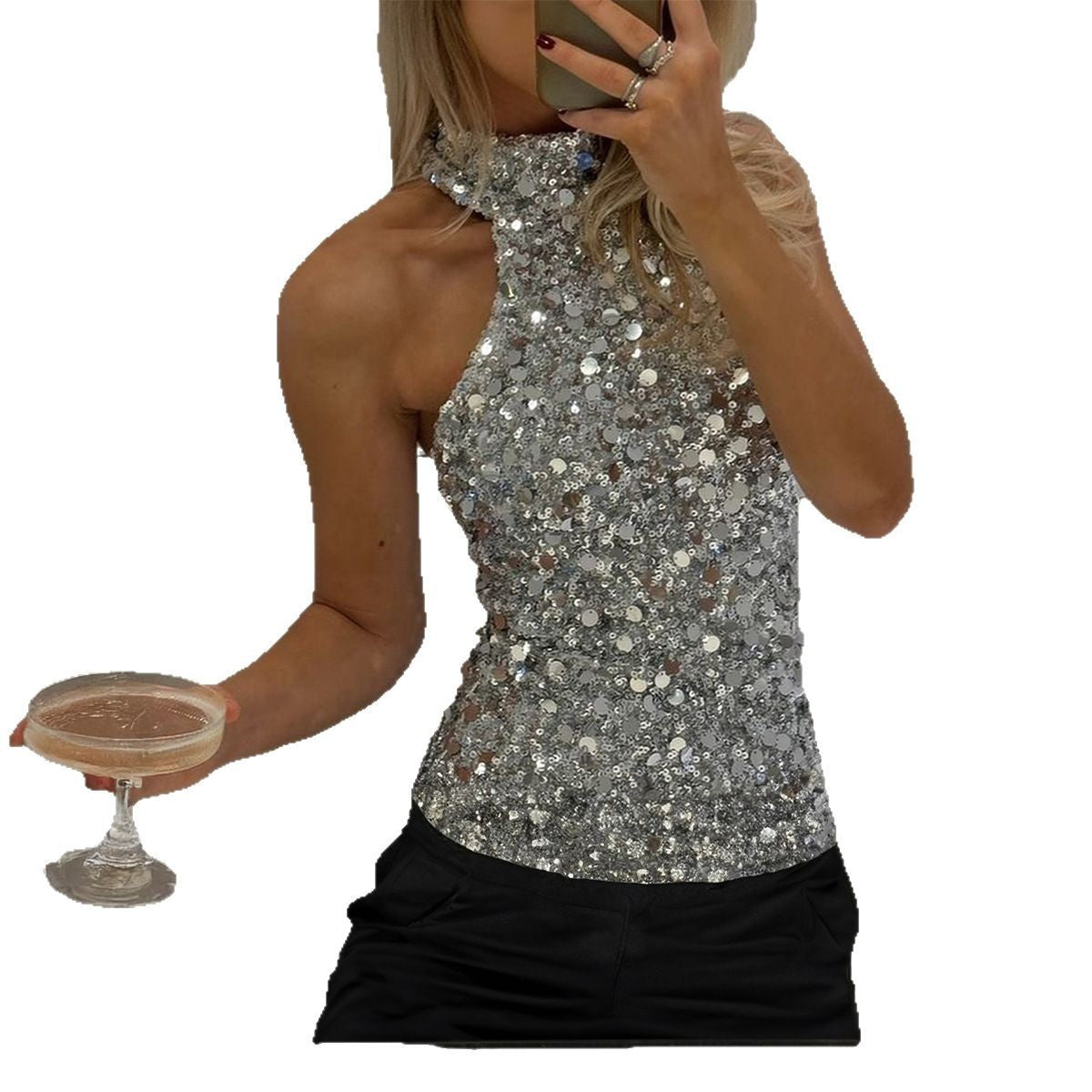 Lyra Silver Halter Top
