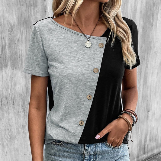 Maribel Button Accent Loose Tee