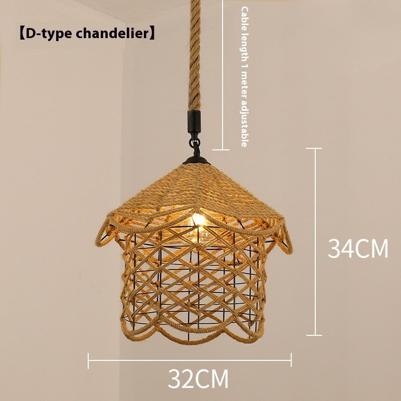 Retro Hemp Rope Industrial Chandelier