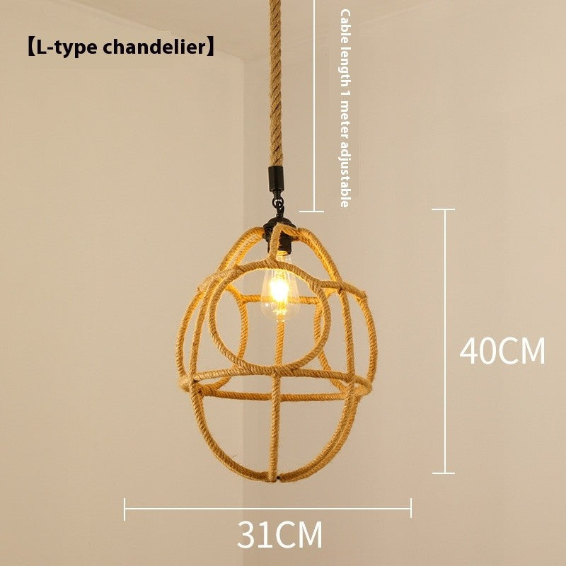 Retro Hemp Rope Industrial Chandelier