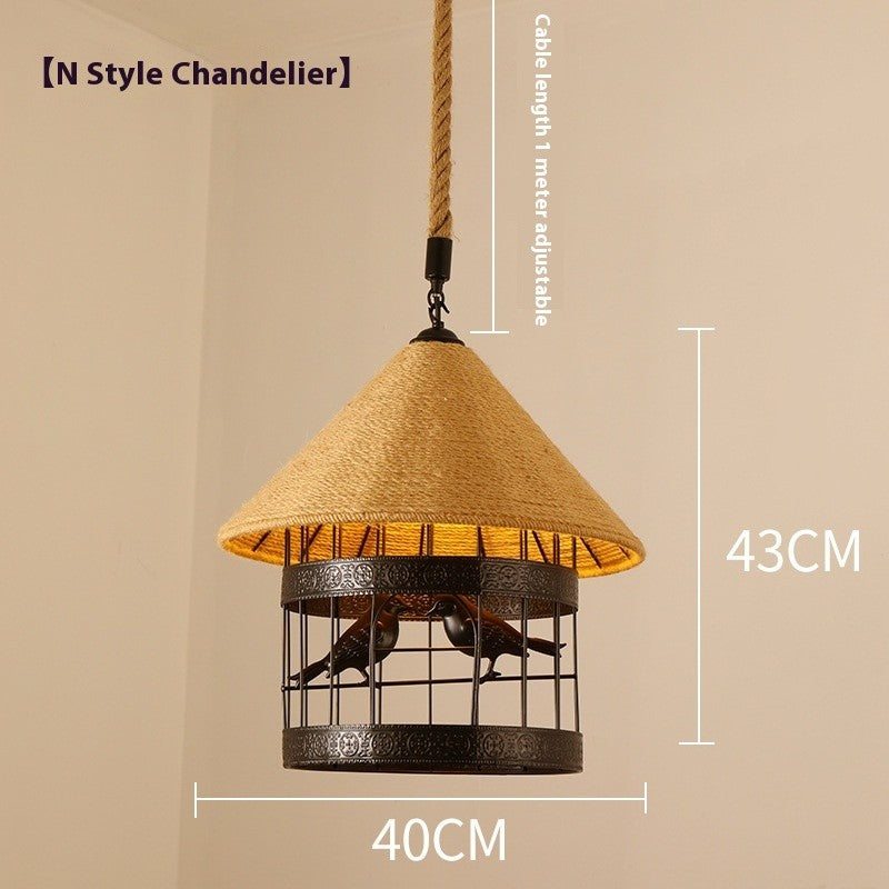 Retro Hemp Rope Industrial Chandelier