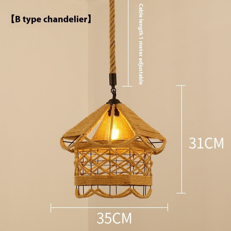 Retro Hemp Rope Industrial Chandelier