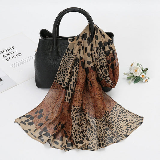 Selene Lotus Print Chiffon Scarf
