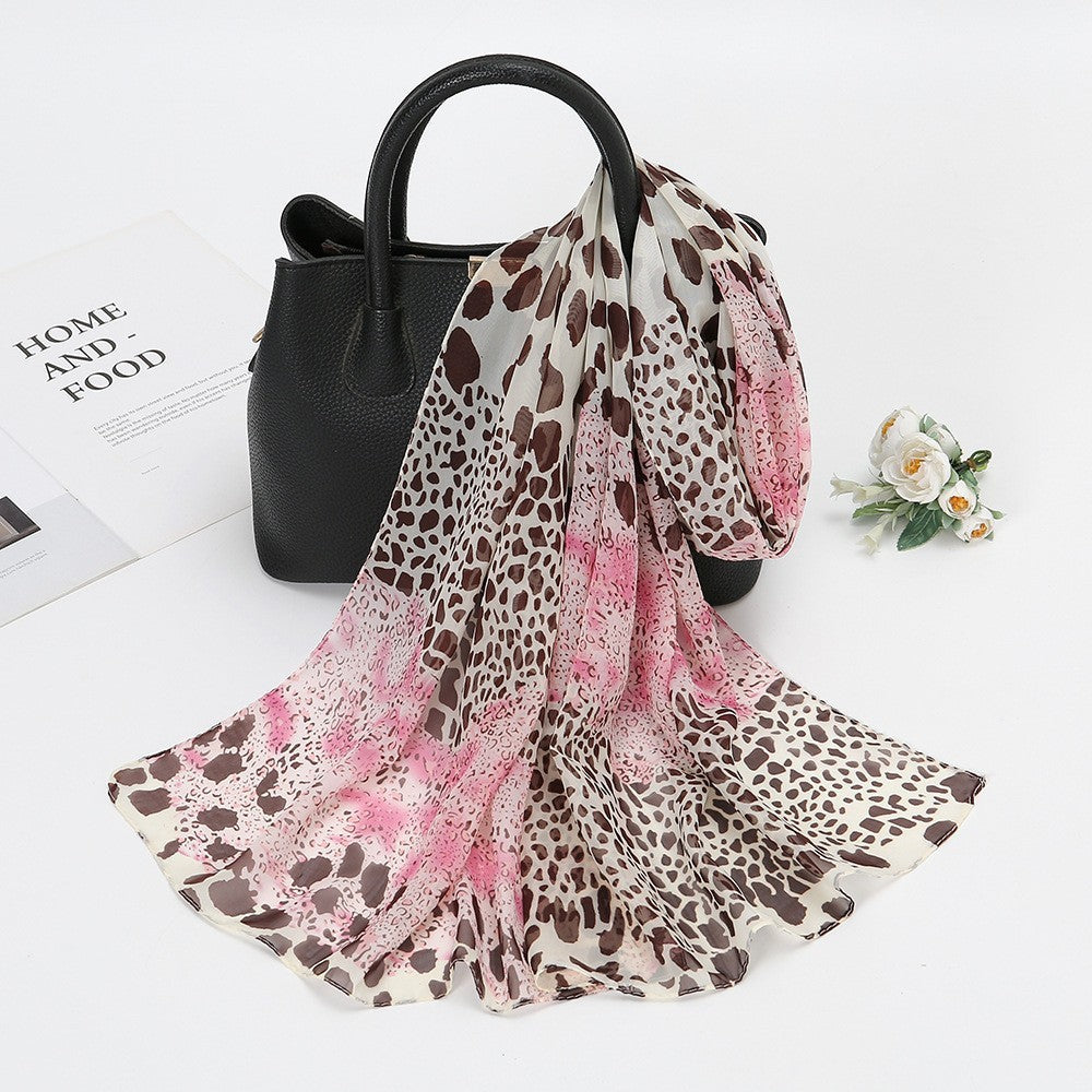 Selene Lotus Print Chiffon Scarf